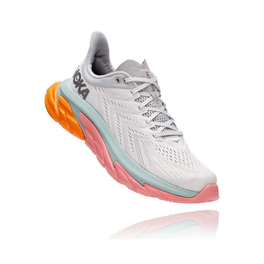 Men\'s Hoka Clifton Edge Road Running Shoes White / Pink | ZA-23DZMPV