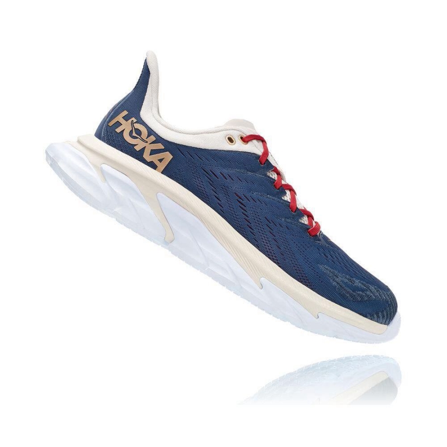 Men's Hoka Clifton Edge Road Running Shoes Navy / White | ZA-57GEBUQ