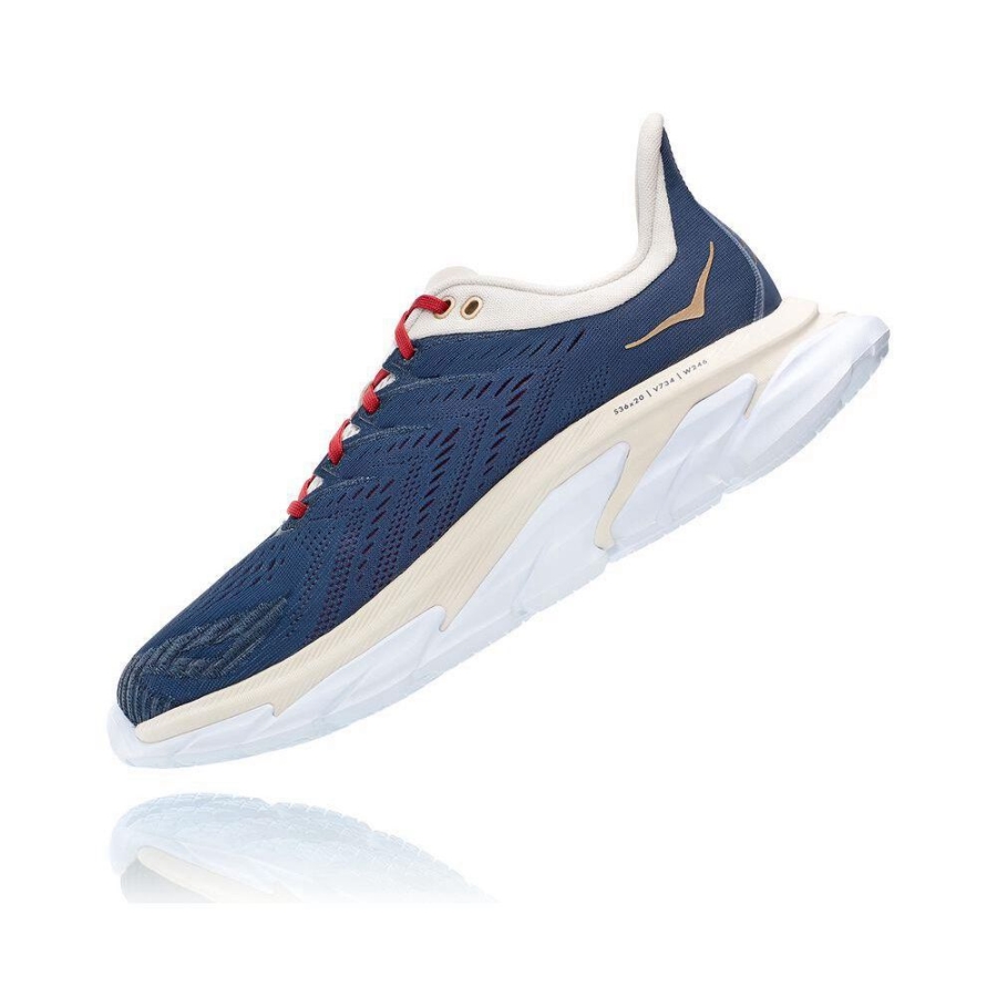 Men's Hoka Clifton Edge Road Running Shoes Navy / White | ZA-57GEBUQ