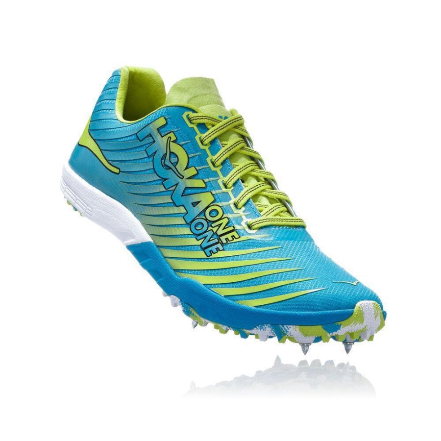 Men\'s Hoka EVO XC Spikes Shoes Blue / Yellow | ZA-94EROFI