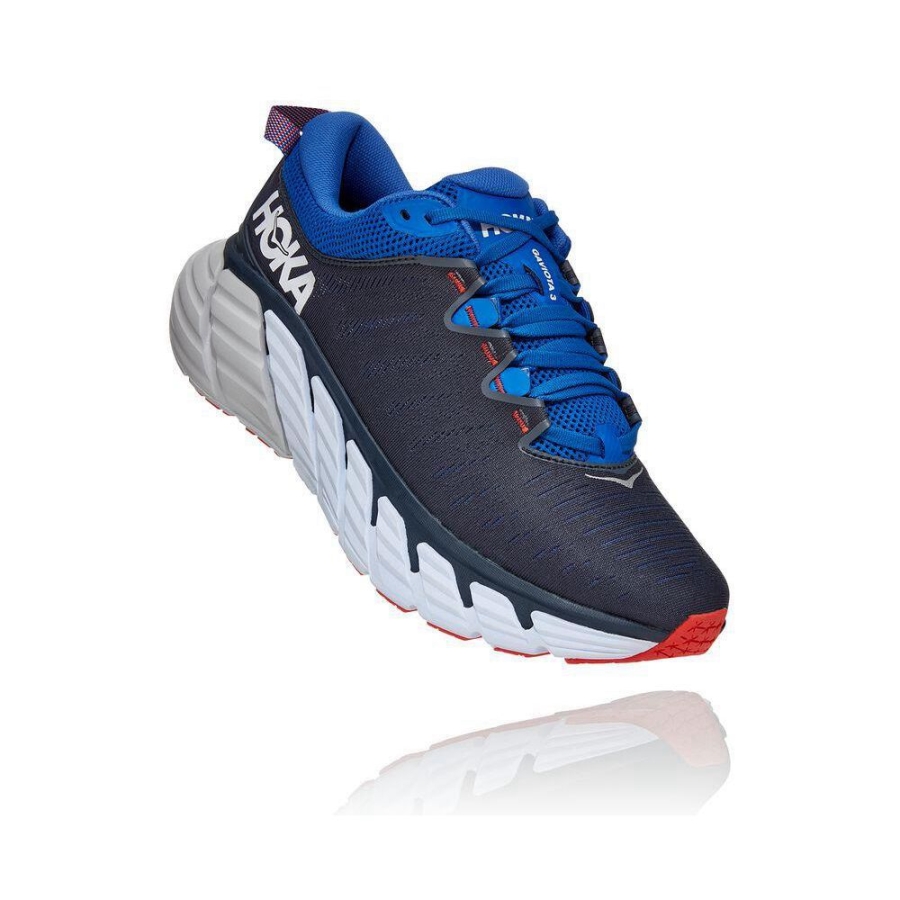 Men\'s Hoka Gaviota 3 Road Running Shoes Black / Blue | ZA-67LXHFP