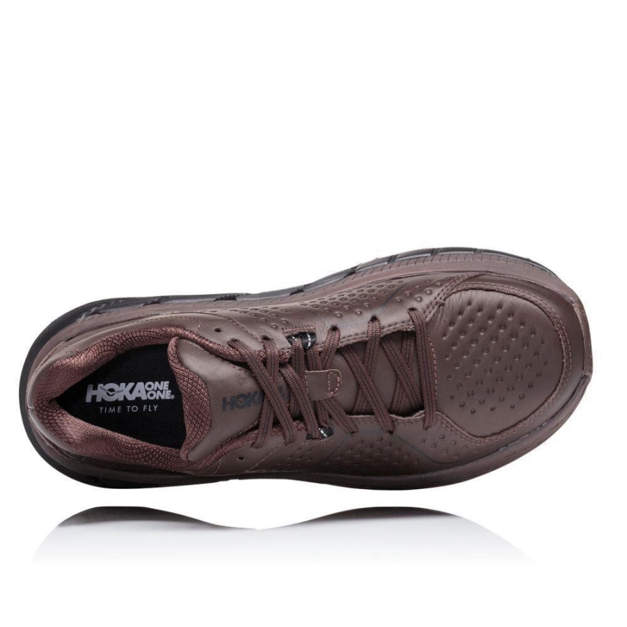 Men's Hoka Gaviota Leather Road Running Shoes Brown | ZA-53QWUBX