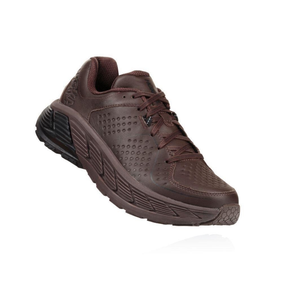 Men\'s Hoka Gaviota Leather Running Shoes Brown | ZA-24XFQKY