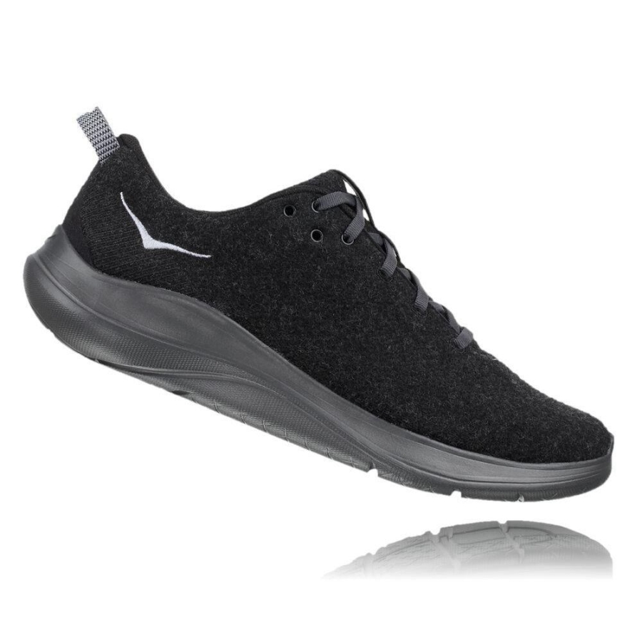 Men's Hoka Hupana Flow Wool Road Running Shoes Black | ZA-50NFZAW