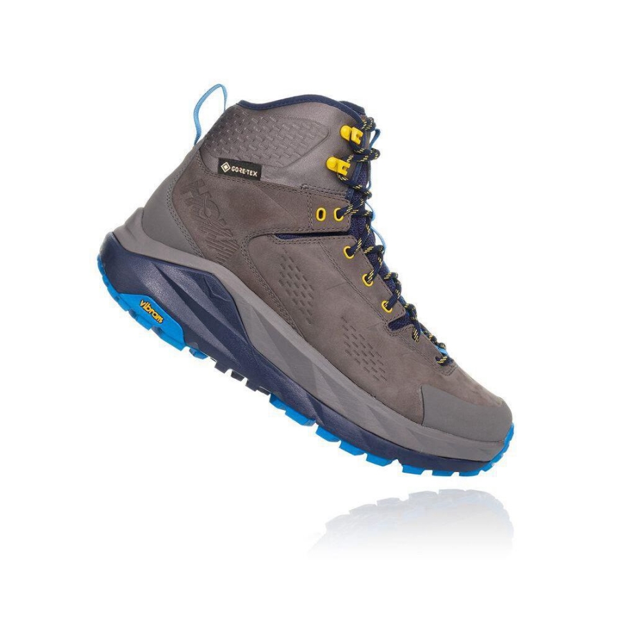 Men's Hoka Kaha GTX Hiking Boots Grey / Blue | ZA-36XDLOY