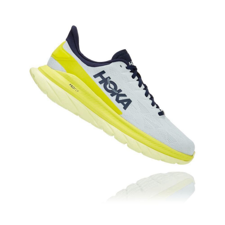 Men's Hoka Mach 4 Road Running Shoes White | ZA-64RSNWJ