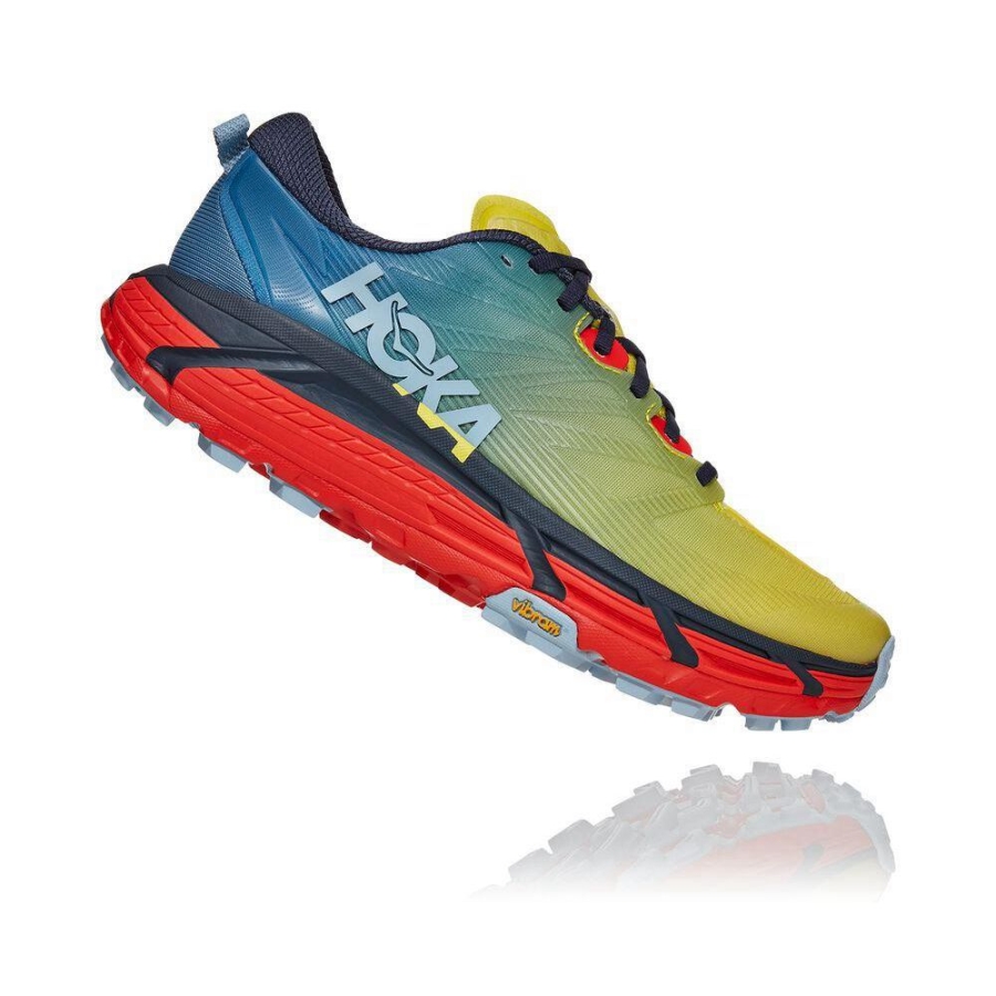 Men's Hoka Mafate Speed 3 Trail Running Shoes Blue / Yellow | ZA-90VNOWI