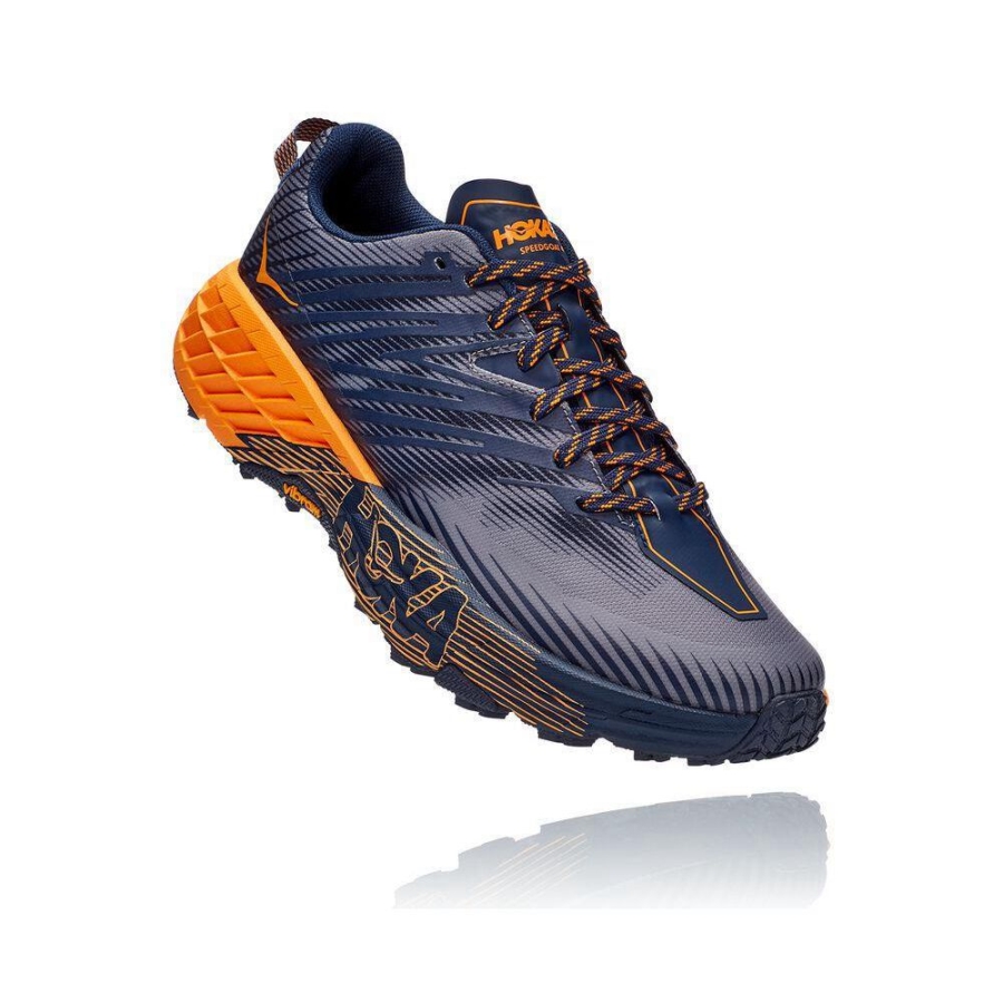 Men\'s Hoka Speedgoat 4 Running Shoes Navy / Grey | ZA-48PNQFG