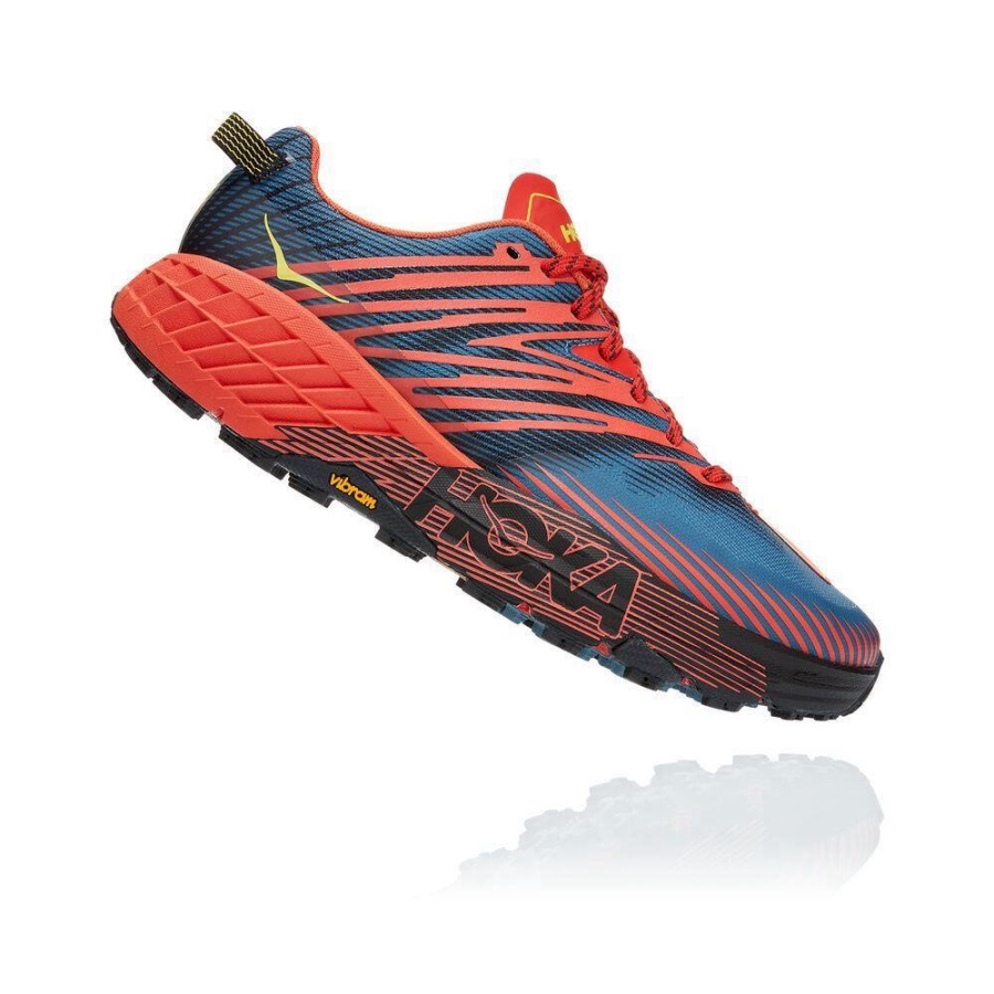 Men's Hoka Speedgoat 4 Running Shoes Red / Blue | ZA-12ZVLXU