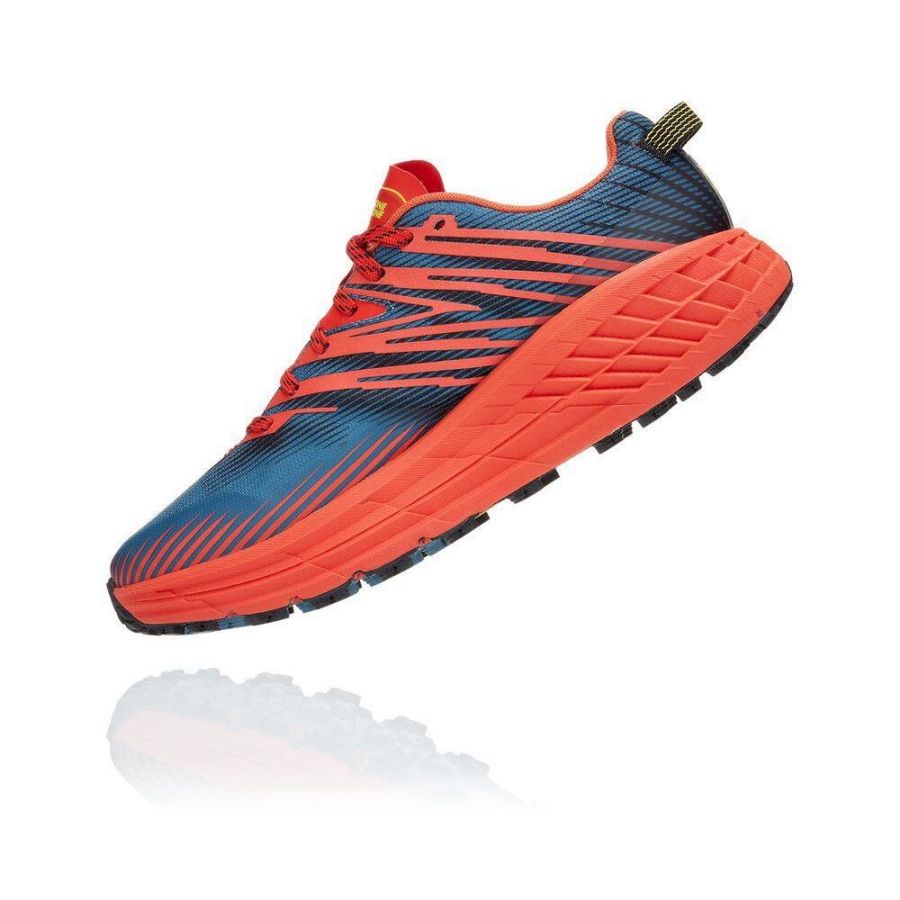 Men's Hoka Speedgoat 4 Running Shoes Red / Blue | ZA-12ZVLXU