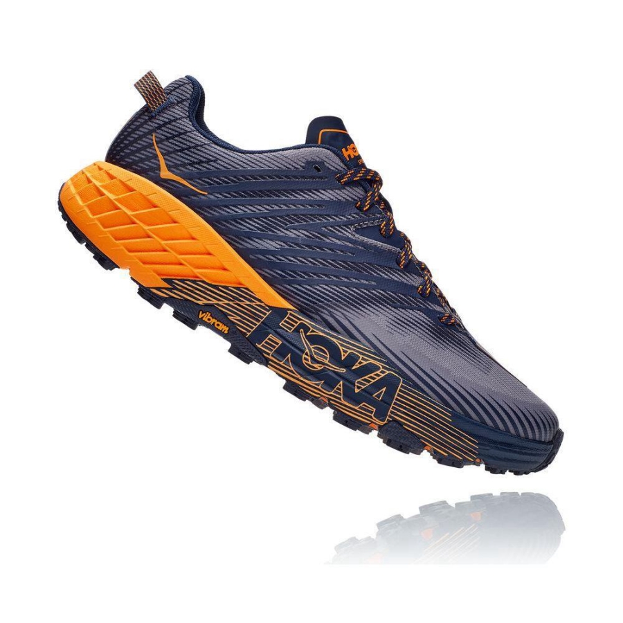 Men's Hoka Speedgoat 4 Trail Running Shoes Navy / Grey | ZA-35ZCFGB