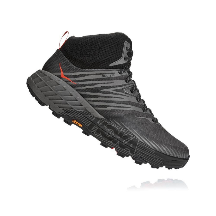 Men's Hoka Speedgoat Mid 2 GTX Hiking Boots Grey / Black | ZA-45OUFIC