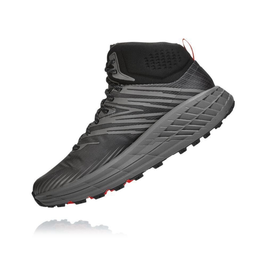 Men's Hoka Speedgoat Mid 2 GTX Hiking Boots Grey / Black | ZA-45OUFIC