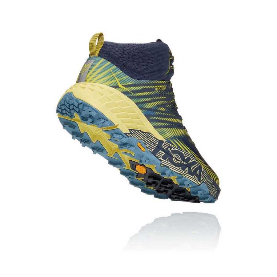 Men's Hoka Speedgoat Mid 2 GTX Trail Running Shoes Navy / Yellow | ZA-86MWOYR