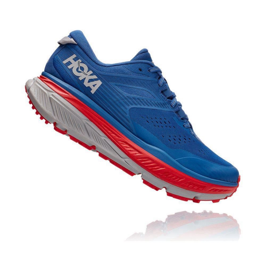 Men's Hoka Stinson ATR 6 Hiking Shoes Blue / Red | ZA-79FBZUJ