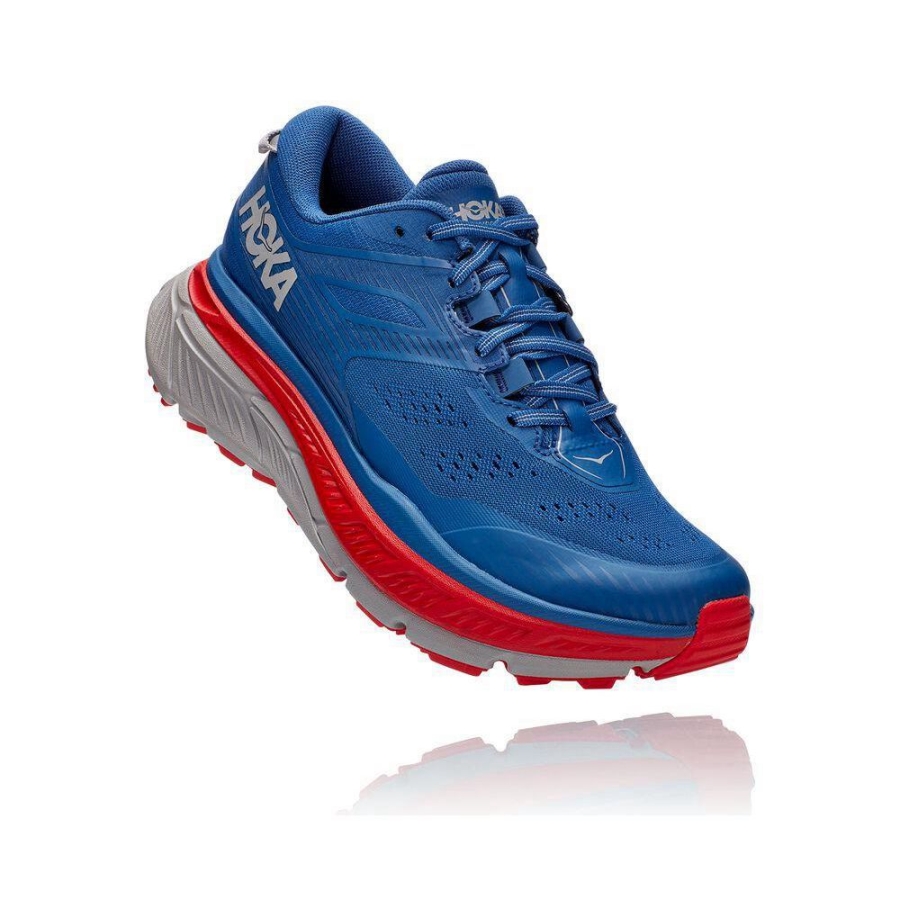 Men\'s Hoka Stinson ATR 6 Hiking Shoes Blue / Red | ZA-79FBZUJ
