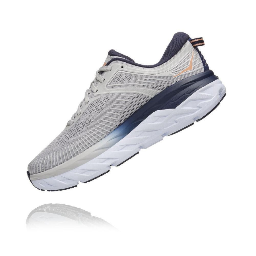 Women's Hoka Bondi 7 Road Running Shoes Grey | ZA-65VSEMK