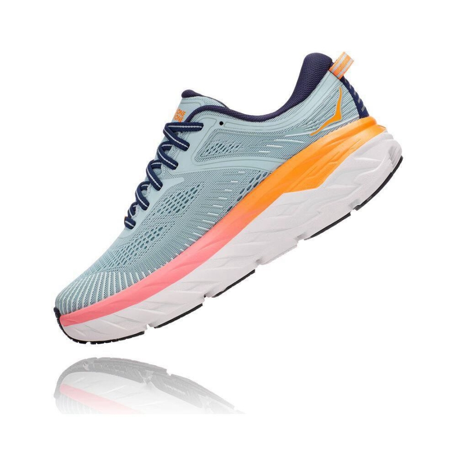 Women's Hoka Bondi 7 Road Running Shoes Blue / Orange | ZA-84AGMWU