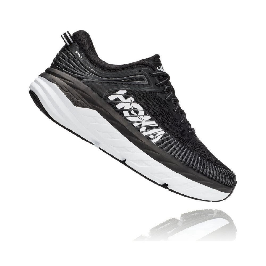 Women's Hoka Bondi 7 Road Running Shoes Black / White | ZA-92KXEHU