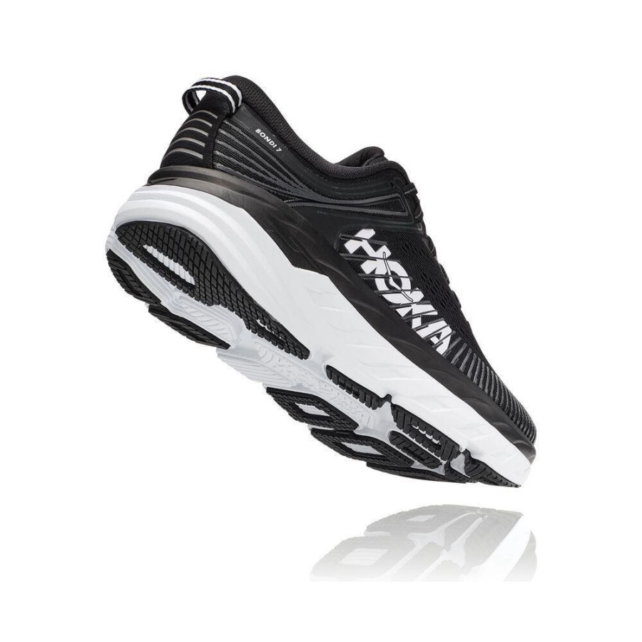 Women's Hoka Bondi 7 Road Running Shoes Black / White | ZA-92KXEHU