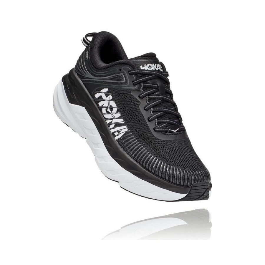 Women\'s Hoka Bondi 7 Running Shoes Black / White | ZA-25GBULY