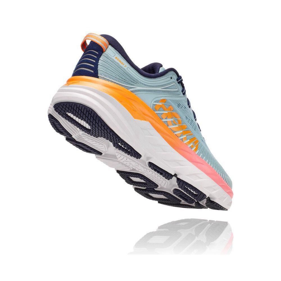 Women's Hoka Bondi 7 Running Shoes Blue / Orange | ZA-07GUQPH