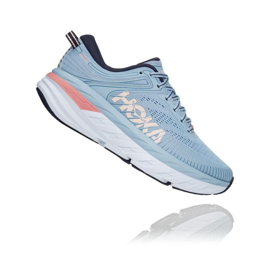 Women's Hoka Bondi 7 Running Shoes Blue | ZA-52NIECV