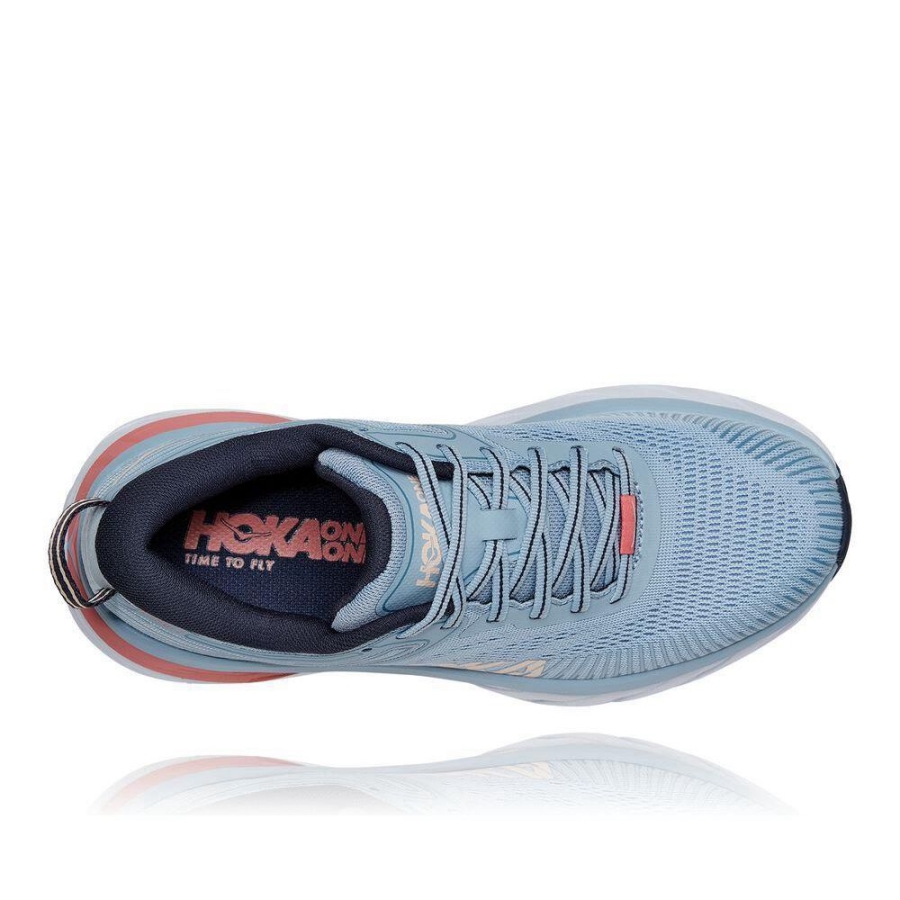 Women's Hoka Bondi 7 Running Shoes Blue | ZA-52NIECV