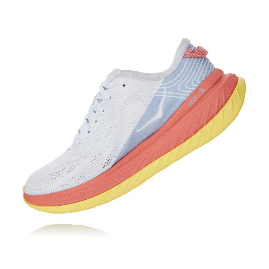 Women's Hoka Carbon X Road Running Shoes White / Pink | ZA-54FPMKR