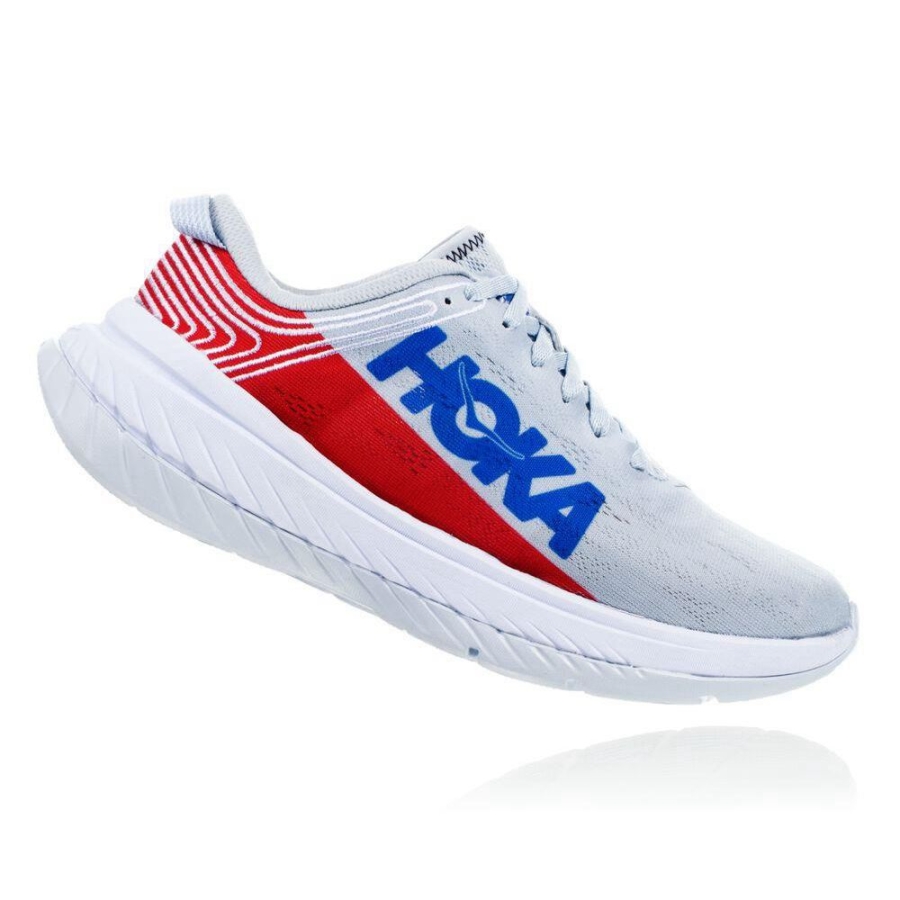 Women's Hoka Carbon X Road Running Shoes White / Red | ZA-83LPFYW