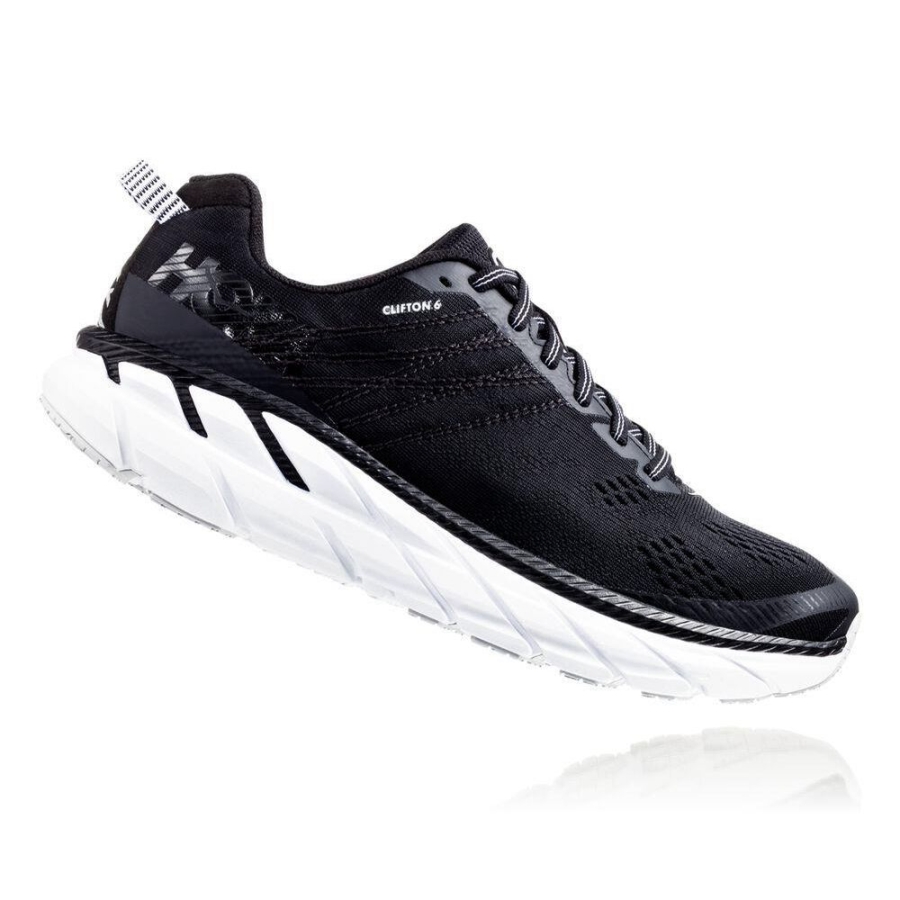 Women's Hoka Clifton 6 Road Running Shoes Black | ZA-54LOIWC