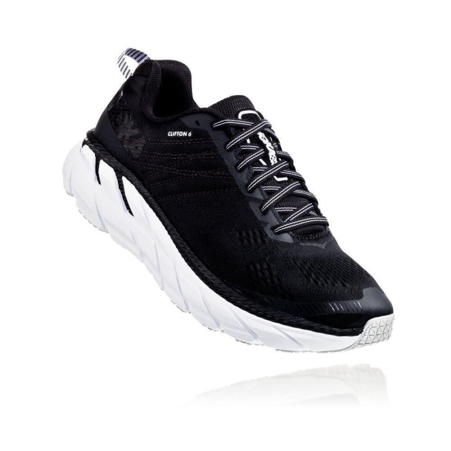 Women\'s Hoka Clifton 6 Road Running Shoes Black | ZA-54LOIWC