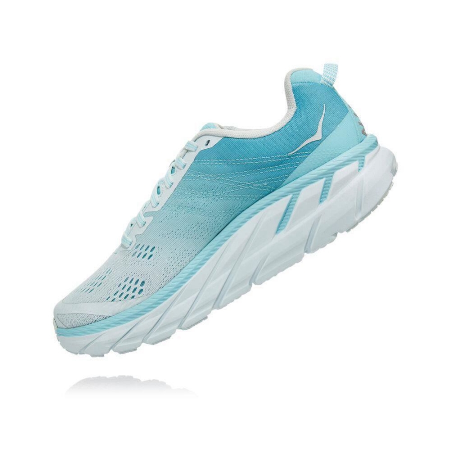 Women's Hoka Clifton 6 Road Running Shoes Blue | ZA-60NLUOC