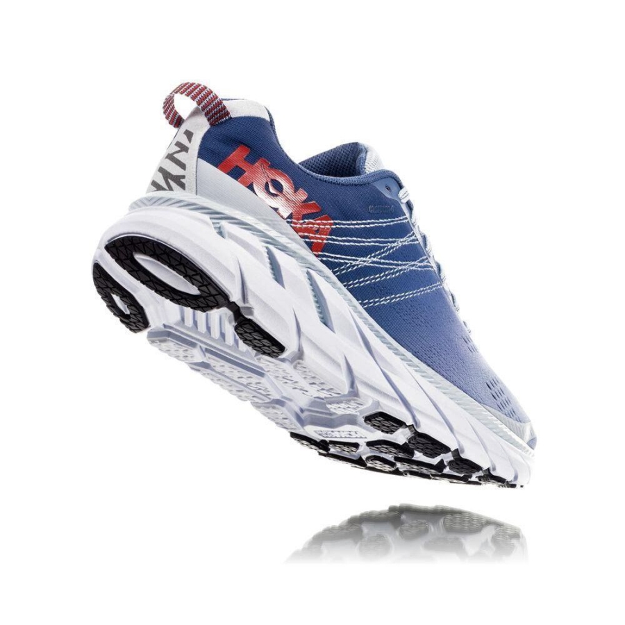 Women's Hoka Clifton 6 Running Shoes Blue / Red | ZA-59EQYWO