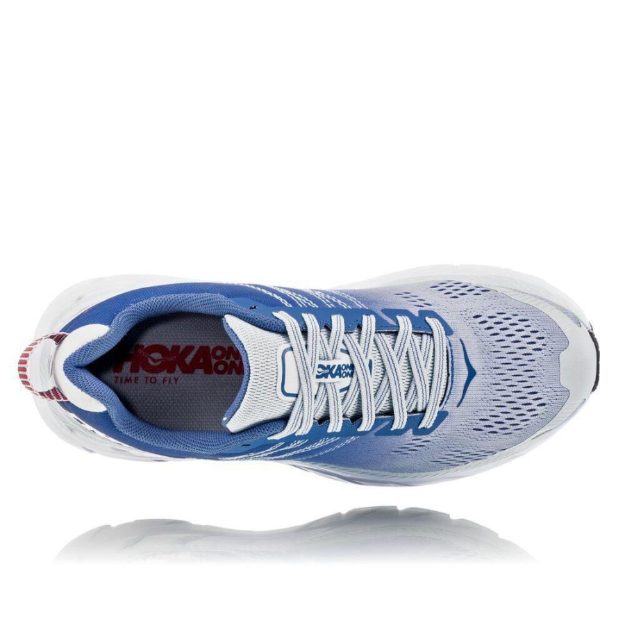 Women's Hoka Clifton 6 Running Shoes Blue / Red | ZA-59EQYWO