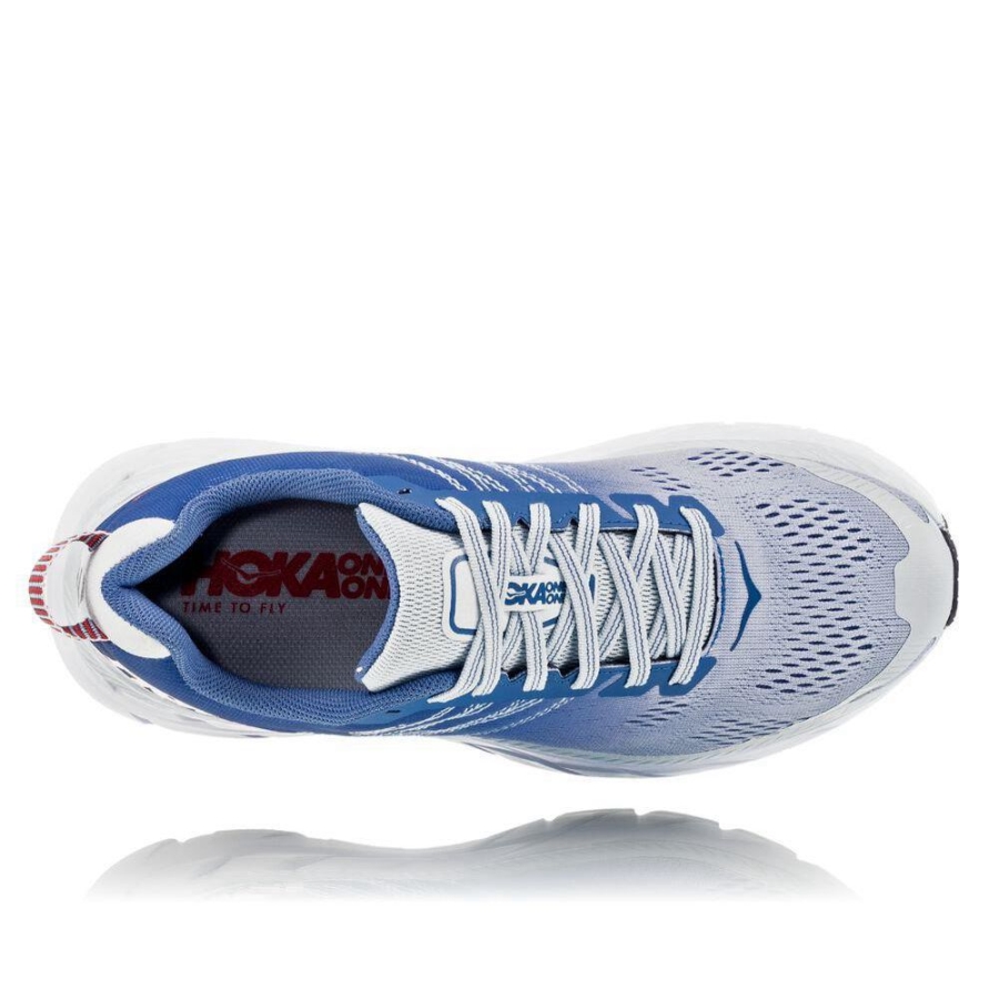 Women's Hoka Clifton 6 Walking Shoes Blue / Red | ZA-46YLQMW