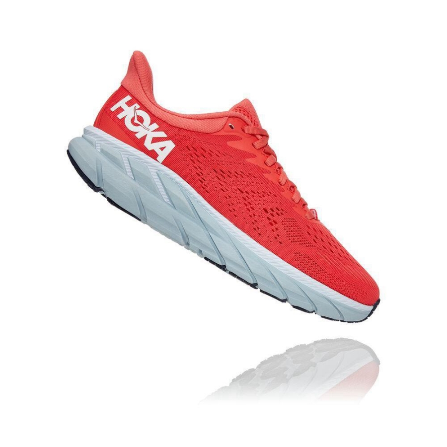 Women's Hoka Clifton 7 Road Running Shoes Red | ZA-06QFVIT