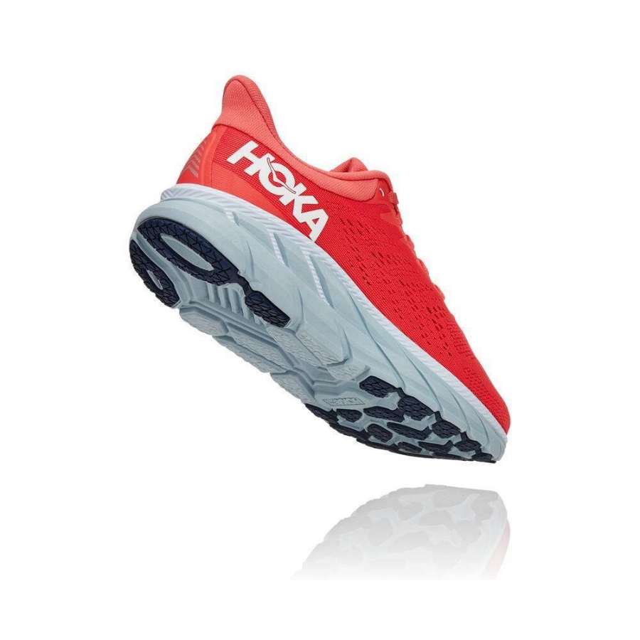 Women's Hoka Clifton 7 Road Running Shoes Red | ZA-06QFVIT