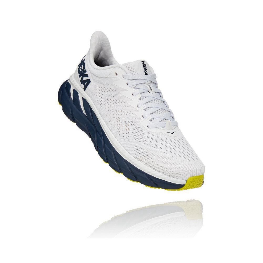 Women\'s Hoka Clifton 7 Road Running Shoes White / Navy | ZA-86LNUES