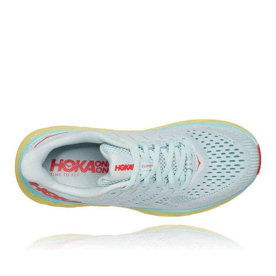 Women's Hoka Clifton 7 Road Running Shoes White / Yellow | ZA-95YGENT