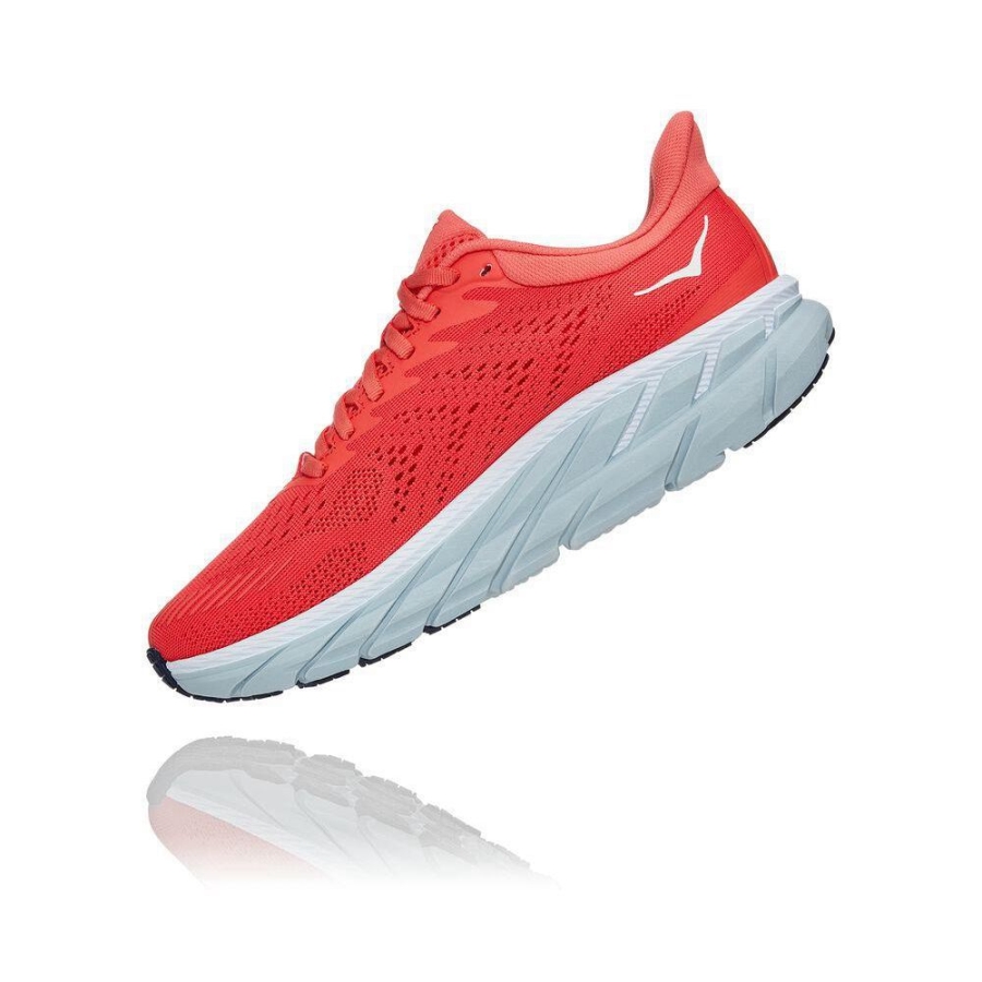 Women's Hoka Clifton 7 Running Shoes Red | ZA-70ZOWQP