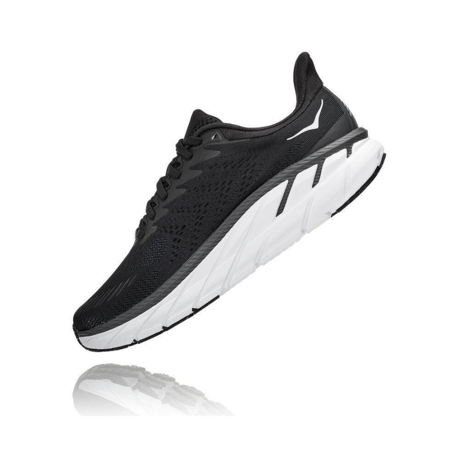 Women's Hoka Clifton 7 Sneakers Black / White | ZA-05FRWNM