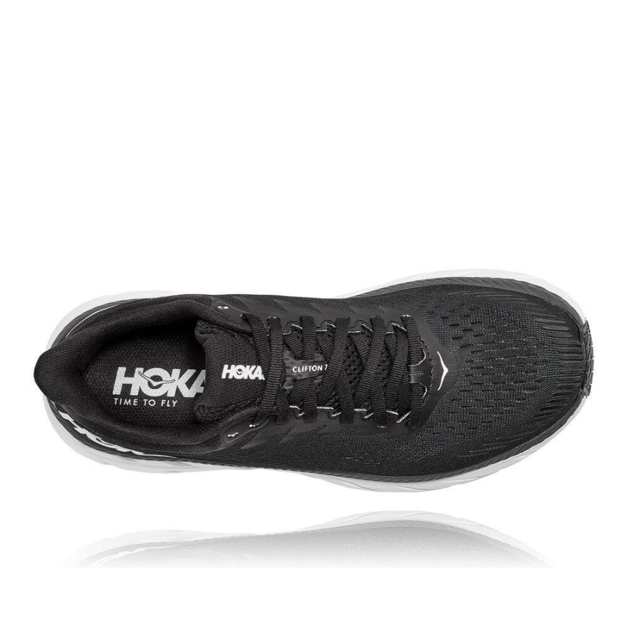 Women's Hoka Clifton 7 Sneakers Black / White | ZA-05FRWNM