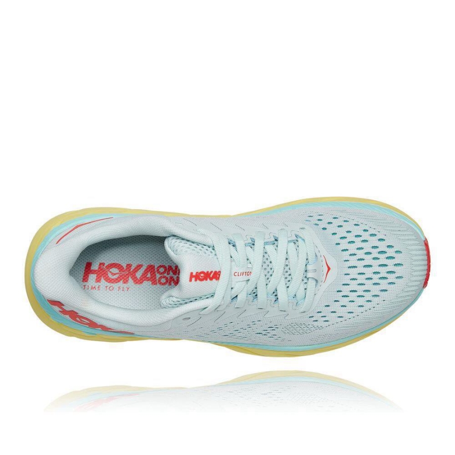 Women's Hoka Clifton 7 Walking Shoes White / Yellow | ZA-43QOKPE