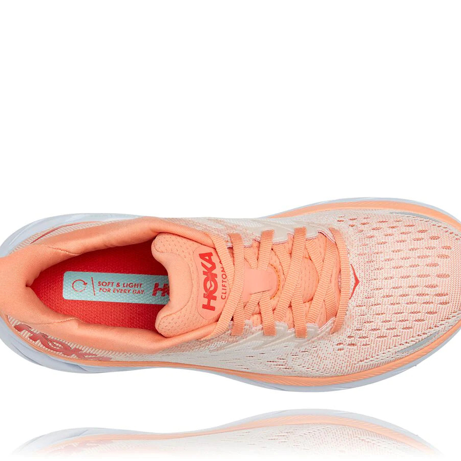 Women's Hoka Clifton 8 Road Running Shoes Orange / Silver | ZA-68FUCHE