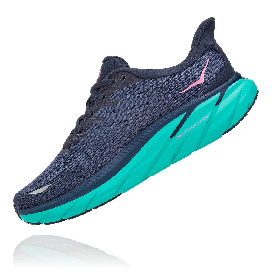 Women's Hoka Clifton 8 Road Running Shoes Blue | ZA-70ZJGXW