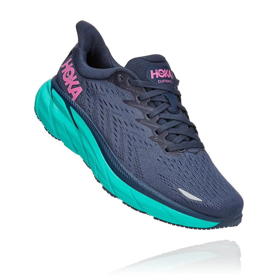 Women\'s Hoka Clifton 8 Road Running Shoes Blue | ZA-70ZJGXW