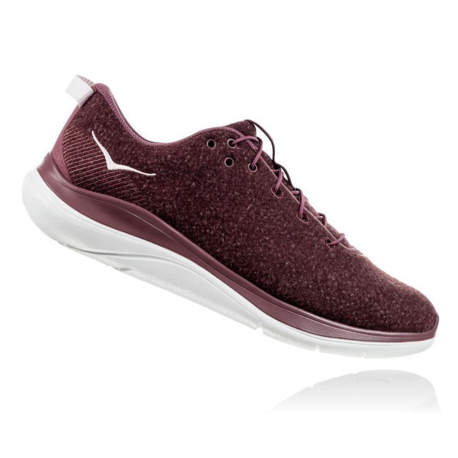 Women's Hoka Hupana Flow Wool Road Running Shoes Burgundy | ZA-37SPIVH