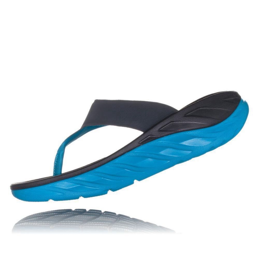 Women's Hoka ORA Recovery Flip Flops Black / Blue | ZA-32MFYDL