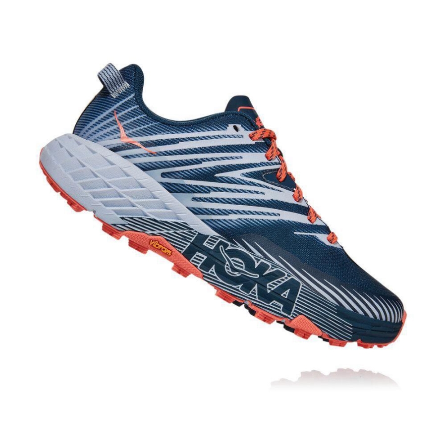 Women's Hoka Speedgoat 4 Running Shoes Blue / White | ZA-30FDEPC